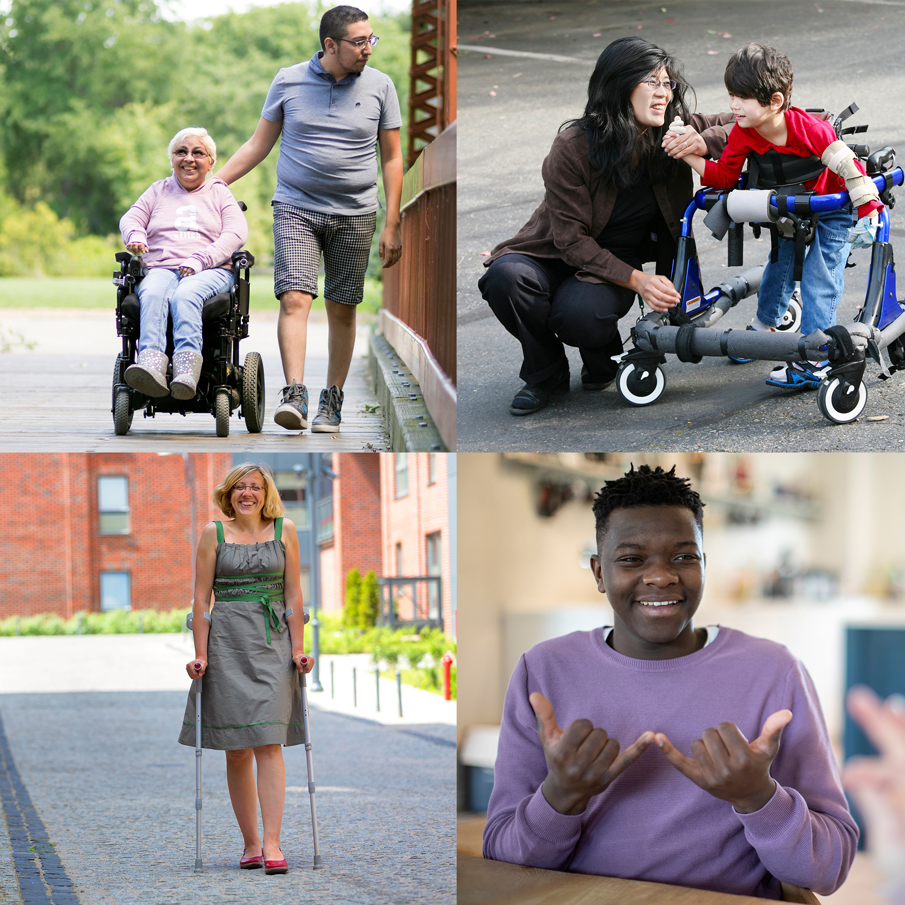 Collage of 4 images representing diverse disabilities